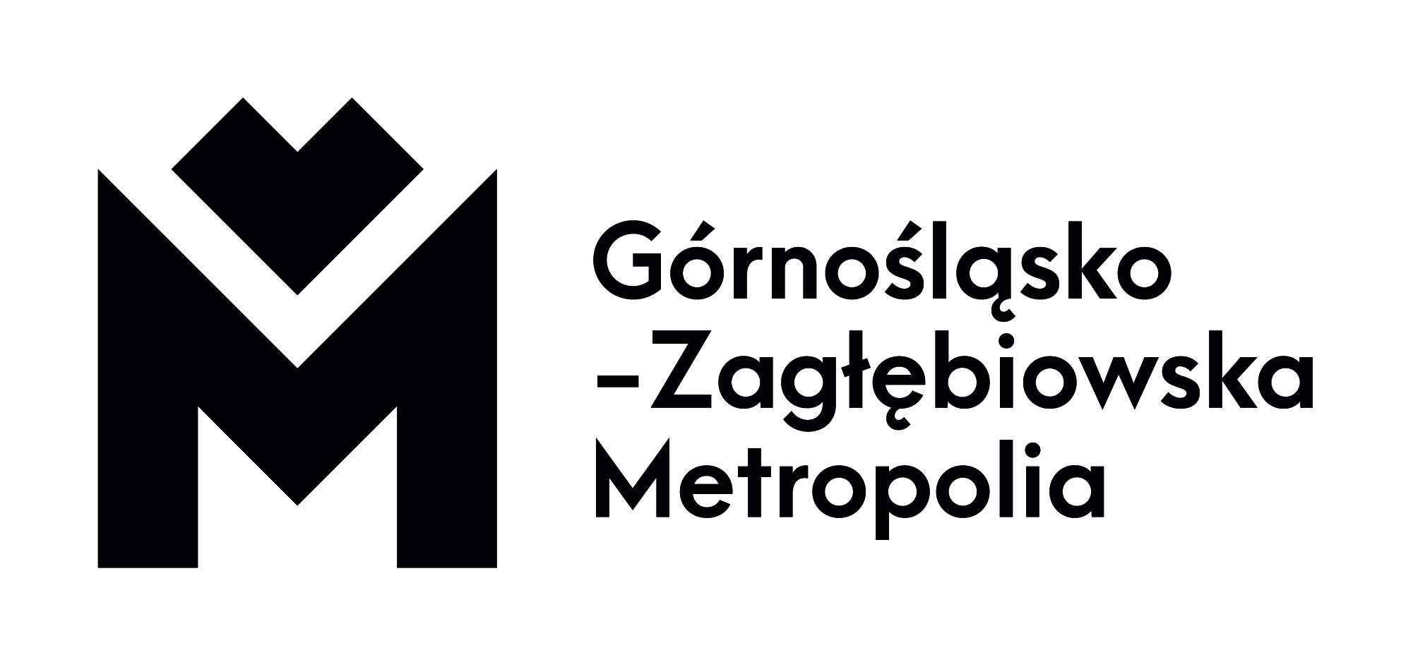 Logotyp Górnośląsko-Zagłębiowskiej Metropolii, czarno-biały