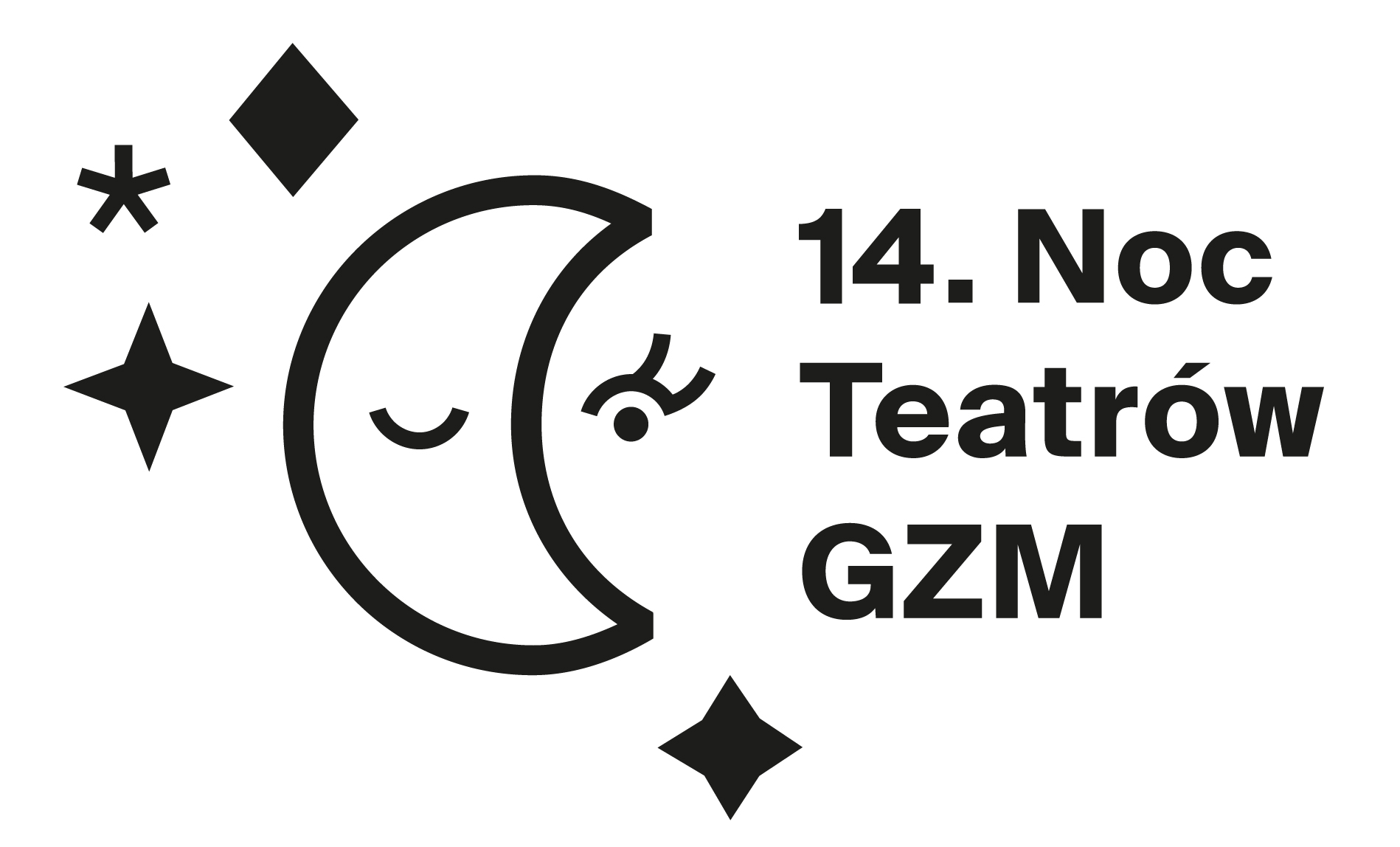 czarno-biały logotyp 14. Nocy Teatrów GZM